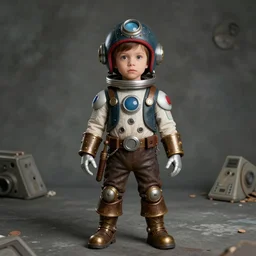 ( ( ( ( ( 2 0 5 0 s retro future 1 0 year old boy super scientest in space pirate mechanics costume full portrait. muted colors. ) ) ) ) ) by jean baptiste monge, disney!!!!!!!!!!!!!!!!!!!!!!!!!!!!!!