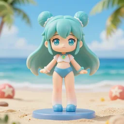 James Jean isolated beach magical girl vinyl figure, figure photography, smooth sharp focus, tropical undertones, anime stylized, high detail, ethereal lighting - H 640