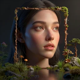 mysterious charismatic beautiful female face portrait looking askew. trending on artstation. photoshop octane blender 3 dsmax render. nvidia demo. amd demo. graphics. raytracing. reflection. rule - of - thirds. harsh lighting. aesthetic. inventive. artful colors. inventive framing. creative subject positions. gorgeous lighting. intriguing scenery. fascinating scenario.