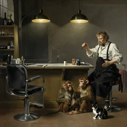 barber shop with monkeys and cats by abraham teniers