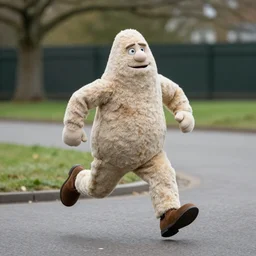 A photo of Mr Blobby fell running