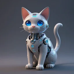 a cybernetically enhanced cat, digital art, 3 d render, blender