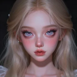 widowmaker as a young princess, digital art by julia razumova and mel milton, dramatic soft lighting, gloss effects, and exaggerated proportions trending on artstation, glossy eyes, lipgloss, portrait, closeup, cute freckles