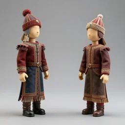 Rag doll Russian puppets wit no face , photorealistic render