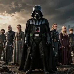 a color photograph from the set of game of thrones : the next generation with it's newest cast member darth vader