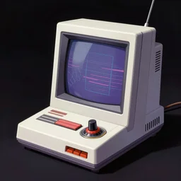 full - color concept art by syd mead of a retrofuturistic 1 9 7 0 s video game console