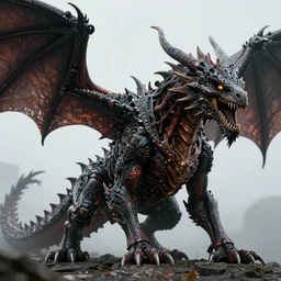 a huge dark dragon, ominous, photorealistic, realistic, ultra detailed, fine detail, biomechanic, depth of field, photography, photorealistic, octane, 8 k, high definition, artstatio