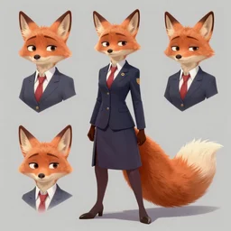concept art of a female fox lawyer for animated Disney movie