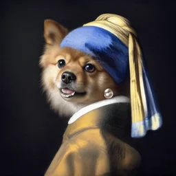 the japanese chin dog with a pearl earring by johannes vermeer