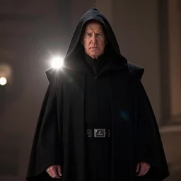 joe biden in star wars as emperor palpatine movie still, cinematic lighting, wearing hooded black robe, unlimited power, ray tracing, octane render, long lens, shallow depth of field, bokeh, anamorphic lens flare, 8 k, hyper detailed, 3 5 mm film grain