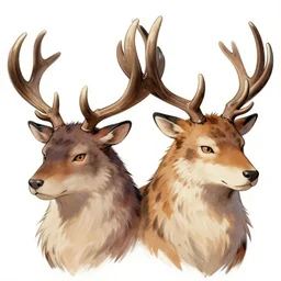 a drawing of two animals with antlers on their heads, a manga drawing by kuroda seiki, featured on pixiv, furry art, official art, speedpainting, furaffinity