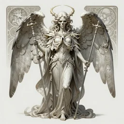 the angel of death, d & d, fantasy, intricate, elegant, highly detailed, digital painting, artstation, concept art, matte, sharp focus, illustration, hearthstone, art by artgerm and greg rutkowski and alphonse mucha