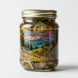 holographic pickle jar, professional product shot, isolated on a pure white background, centered, entire object in frame, sharp focus, soft studio lighting