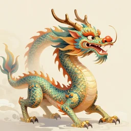 beautiful epic traditional chinese dragon in harmonic colours, digital art
