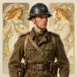 A full portrait of a british world war two soldier, intricate, elegant, highly detailed, digital painting, artstation, concept art, smooth, sharp focus, illustration, art by Krenz Cushart and Artem Demura and alphonse mucha