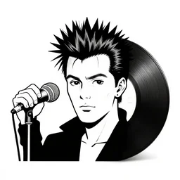 A punk rock album from the 70s, illustration, b&w, slightly minimal, comic book style, by Raymond Pettibon