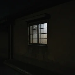 back alley at night with minimal lighting from a window