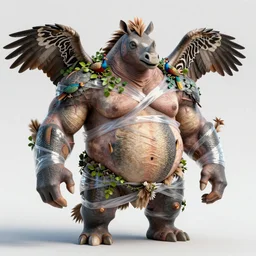 a high poly vray render of a complex merged obese creature in a restaurant, musclular horse arms map creature made of fishlike class aves skin veins merged rhino, bump map strangled by plastic wrap bower bird creature wrinkles pheasant, ivy complex feathers exotic morphing hoopoe, zebra morphing wings king vulture head