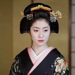 Photo of Native Japan woman Kate Beckinsale, portrait, skilled geisha of the Japanese, realistic, detailed, Kate Beckinsale