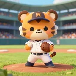 cute little anthropomorphic tiger baseball pitcher, tiny, small, short, baseball uniform, cute and adorable, pretty, beautiful, baseball stadium, dnd character art portrait, matte fantasy painting, deviantart artstation, by jason felix by steve argyle by tyler jacobson by peter mohrbacher, cinema