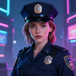 anime key visual of elizabeth olsen police officer, neon, cyberpunk, futuristic, stunning, perfect face, highly detailed, digital painting, artstation, smooth, soft focus, illustration, art by artgerm and greg rutkowski and alphonse mucha