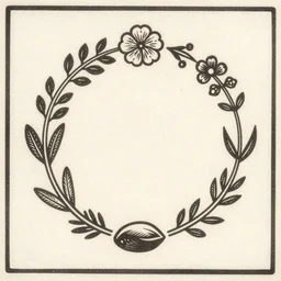 japanese woodcut of a plants cirkle from seed to bloom to decay