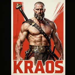 a political poster of kratos, russian communist propaganda from 1 9 4 0, high detailed
