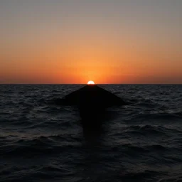 the sea of sadness, a black void, a thin line of orange sunset on the horizon, crushing despair, cross section of the sea 8 k digital concept art