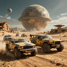 mad max fury road vehicles on tattoine planet from star wars