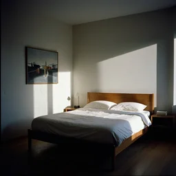 A bedroom designed by Marcel Duchamp, 35mm film, long shot