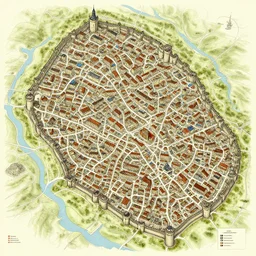 wallpaper medieval city tourist map twisty streets, towers, city wall, temples, market square, d & d, engraving, isometric view, ocean port, market, castle, cartoony, b & w