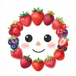 berries drawing a face