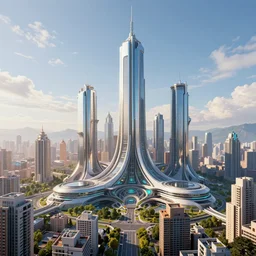 futuristic city, utopia, optimistic, digital art, Photoshop CS5, artstation, detailed, sharp, 4k