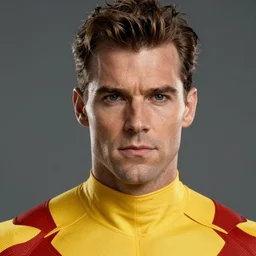 portrait of a man by greg rutkowski, jonn ham as omniman, sharp foccus, artstation hq.