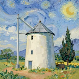 flour mill in nigeria in the style of van gogh