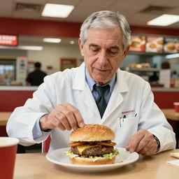 A photo of Dr. Anthony Fauci flipping burgers at a fast food restaurant