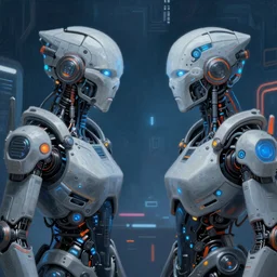 “cyberpunk painting of a battle between two artificial intelligences”