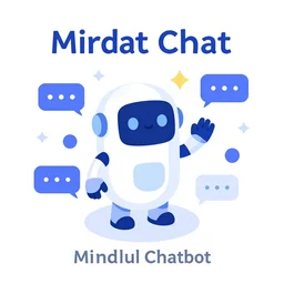 isometric flat art graphic for mindful chatbot that is exciting and promotional