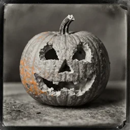 tintype photo of rotting pumpkins