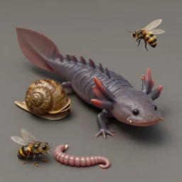 ant axolotl snail toad bug bee fly worm caterpillar, (((artstation, concept art, smooth, sharp focus, artgerm, Tomasz Alen Kopera, Peter Mohrbacher, donato giancola, Joseph Christian Leyendecker, WLOP, Boris Vallejo))), octane render, unreal engine, 3d render, , octane render, nvidia raytracing demo, grainy, muted