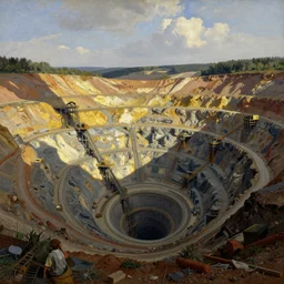 detailed cinematic wide shot of world gold mountains mine shaft, ultra realistic, spring light, painting by gaston bussiere, craig mullins, j. c. leyendecker