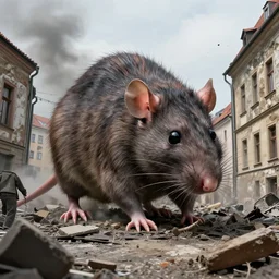 polish city of bydgoszcz getting destroyed by a giant mutated rat, realistic, 4 k, photography, trending on artstation,