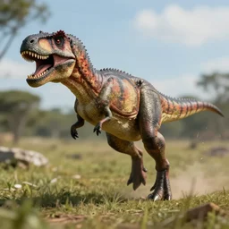 low quality shot of an accurate trex running, blurry shot, low shutter speed