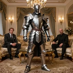 a paladin wearing issey miyake armor while posing in a luxurious living room, 3 dcg, ps 1, morrowind, mmorpg, portrait, fashion photography, by mario testino, davide sorrenti, jemal shabazz