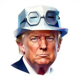 caricature of donald trump wearing a polygon walter white hat, synthwave synthwave synthwave synthwave