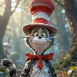 complex 3 d render, hyper detailed, ultra sharp, of the cat in the hat, scary, cinematic, natural soft light, rim light, masterpiece by greg rutkowski and artgerm and john berkey, dr seuss