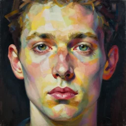 George Condo surrealist portrait painting of a face