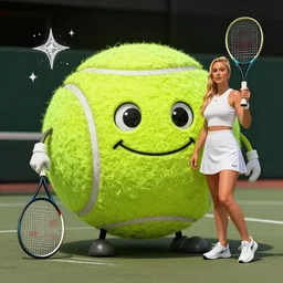 a Paris Hilton, woman, paris hilton tennis ball monster, tennis ball, chalk, digital art, fantasy, magic, trending on artstation, ultra detailed, professional illustration by Basil Gogos