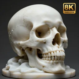 melting skull, marble statue, highly detailed, 4 k
