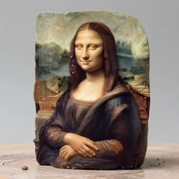 a 3 d sculpture of the mona lisa made of wet clay